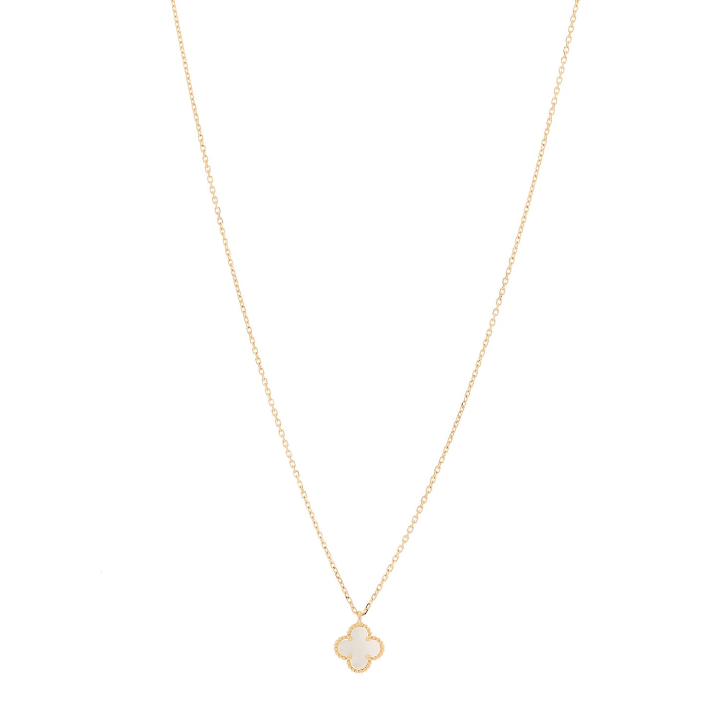 18K Yellow Gold Mother of Pearl Sweet Alhambra Pendant Necklace