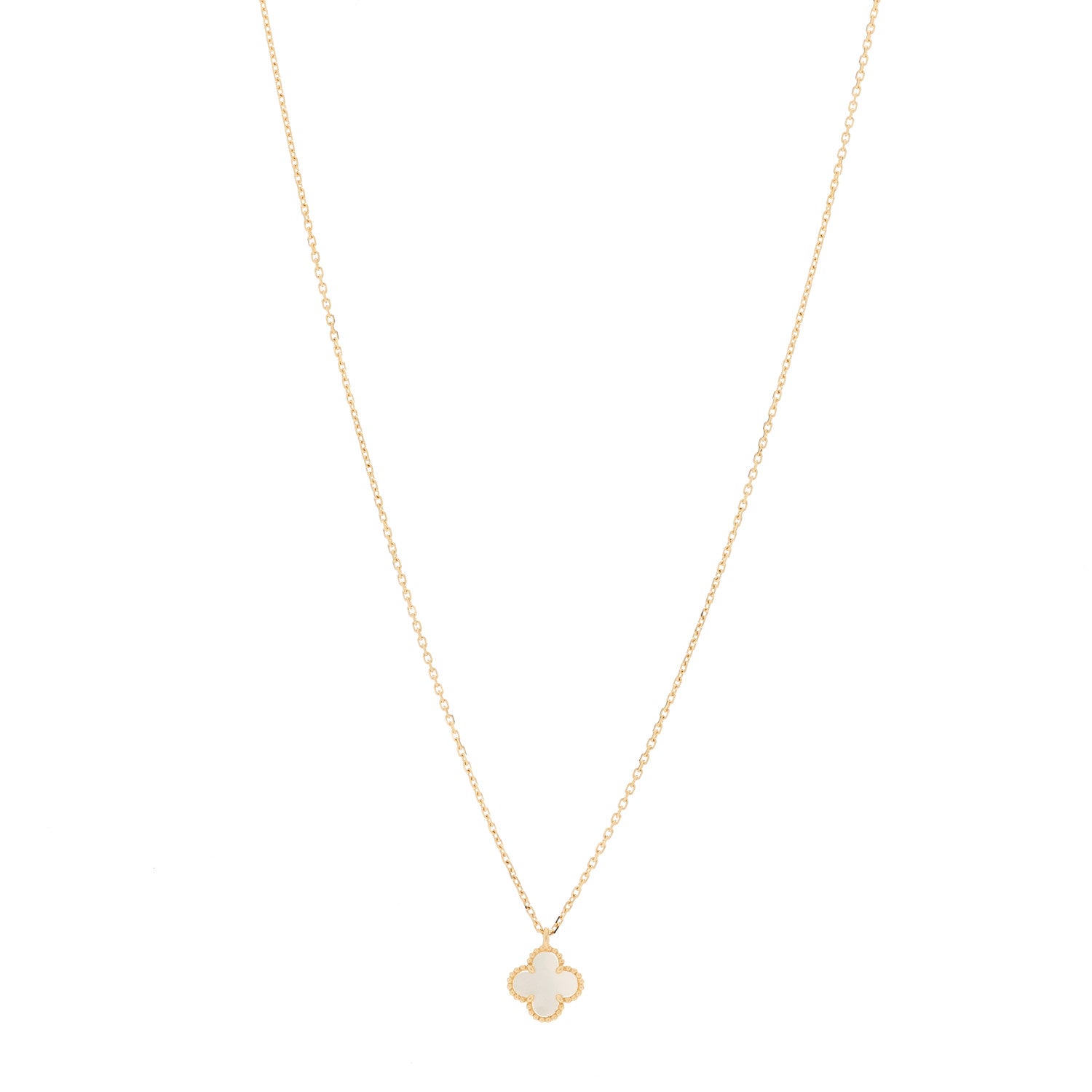 Van Cleef & Arpels 18K Yellow Gold Mother of Pearl Sweet Alhambra Pendant Necklace 1 of 5