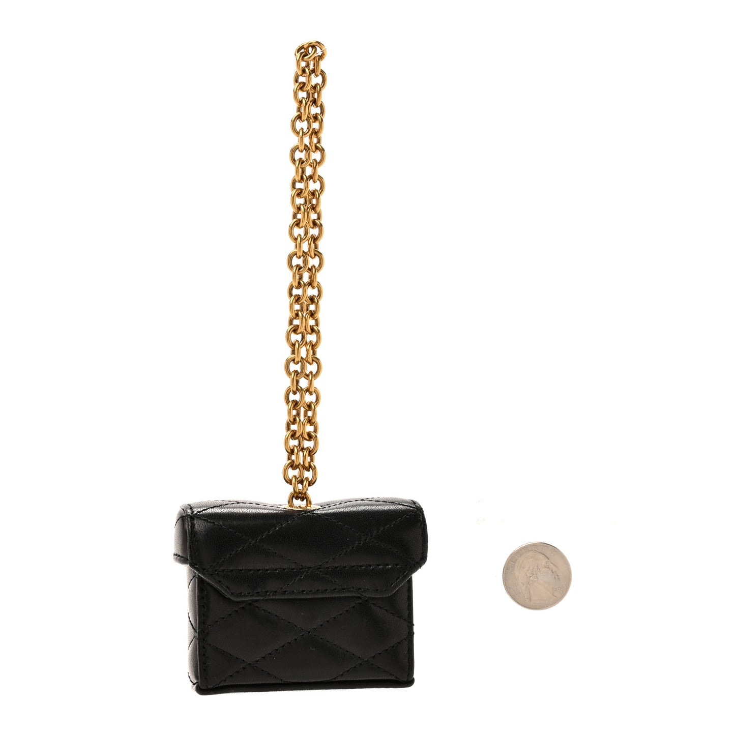 Lambskin Matelasse Monogram June Box Bag Charm Black