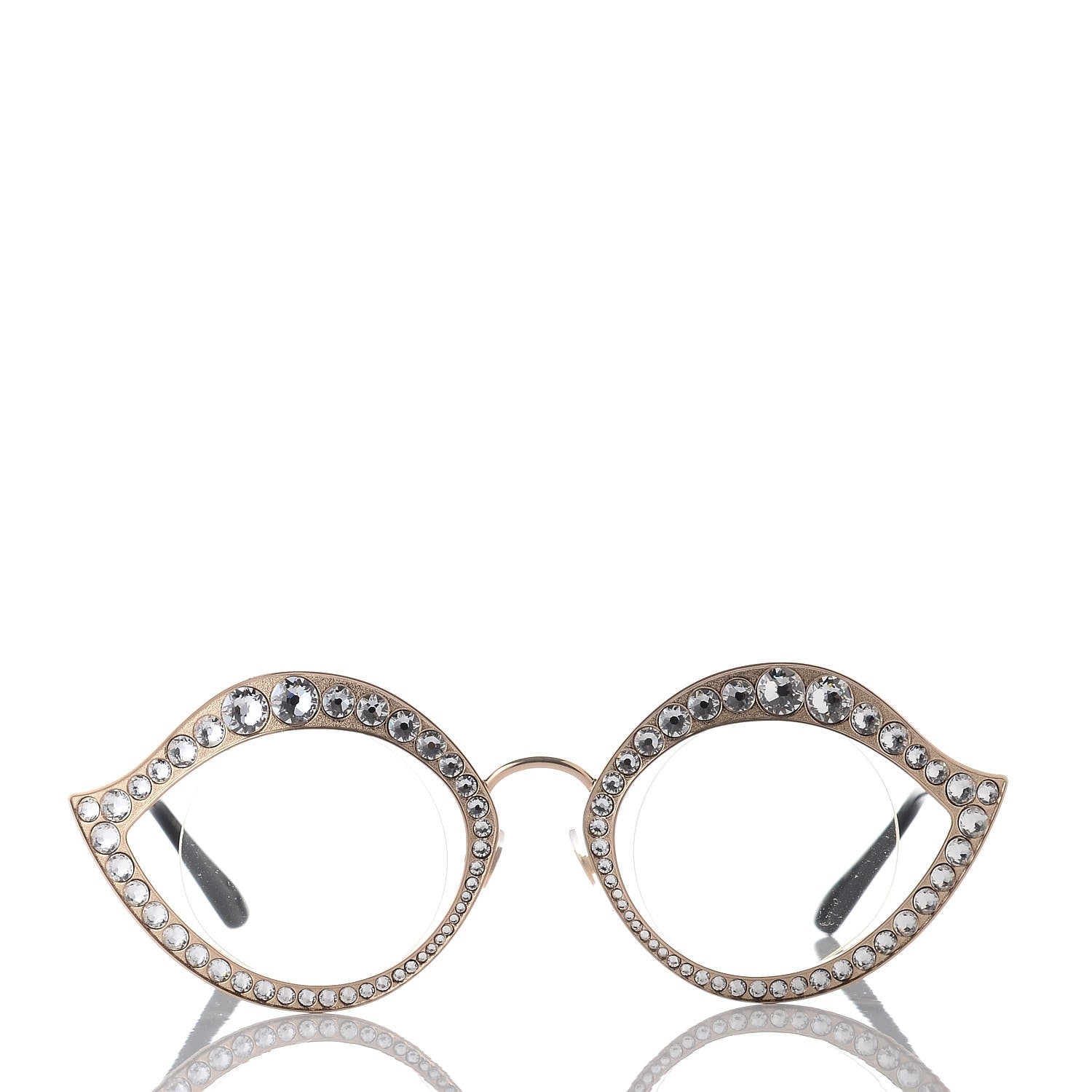 Gucci Metal Crystal Cat Eye Sunglasses GG0046S Gold 2 of 7