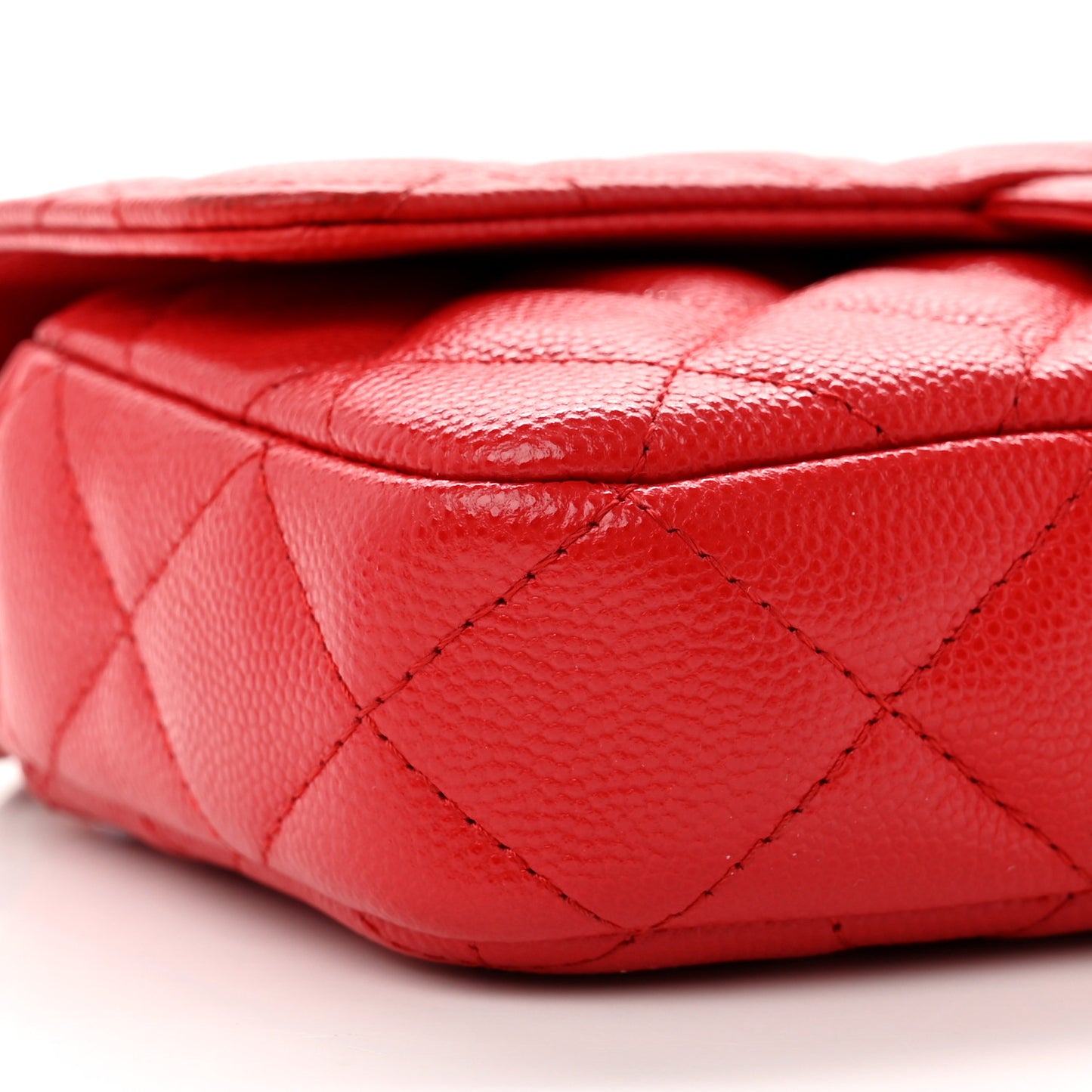 Caviar Quilted Flap Phone Holder With Chain Red