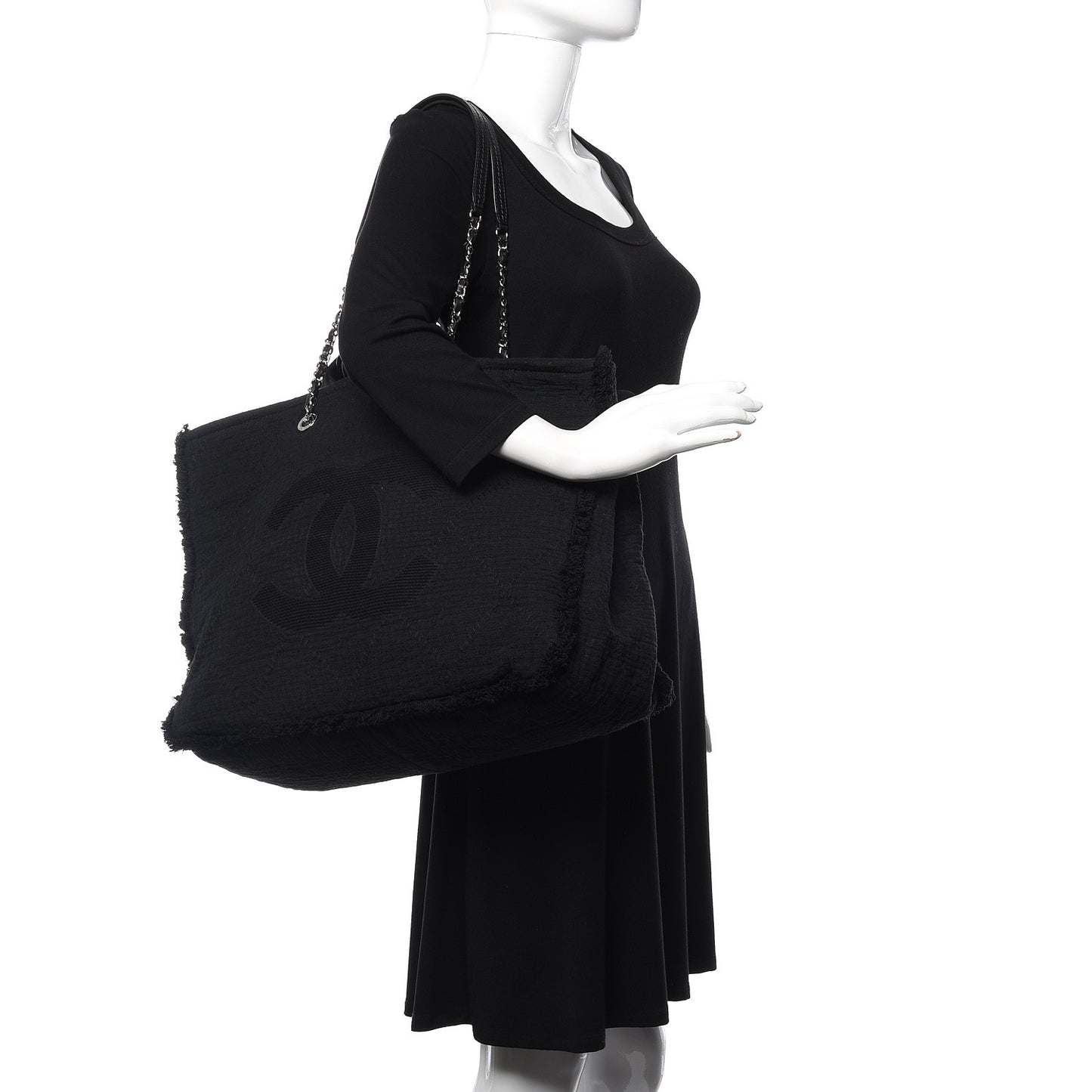 Canvas Extra Large Double Face Shopping Tote Black