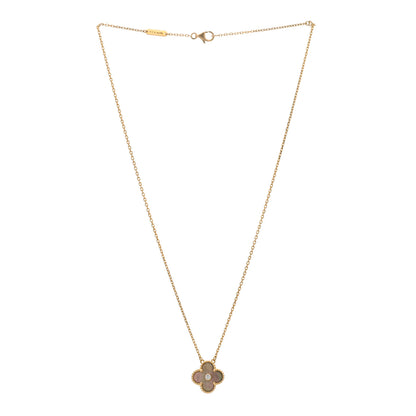 Van Cleef & Arpels 18K Rose Gold Diamond Grey Mother of Pearl Vintage Alhambra Pendant Necklace 2 of 3