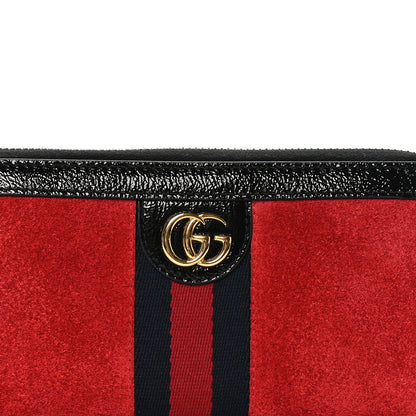 Gucci Suede Patent Web Ophidia Zip Around Wallet Hibiscus Red Black 9 of 9