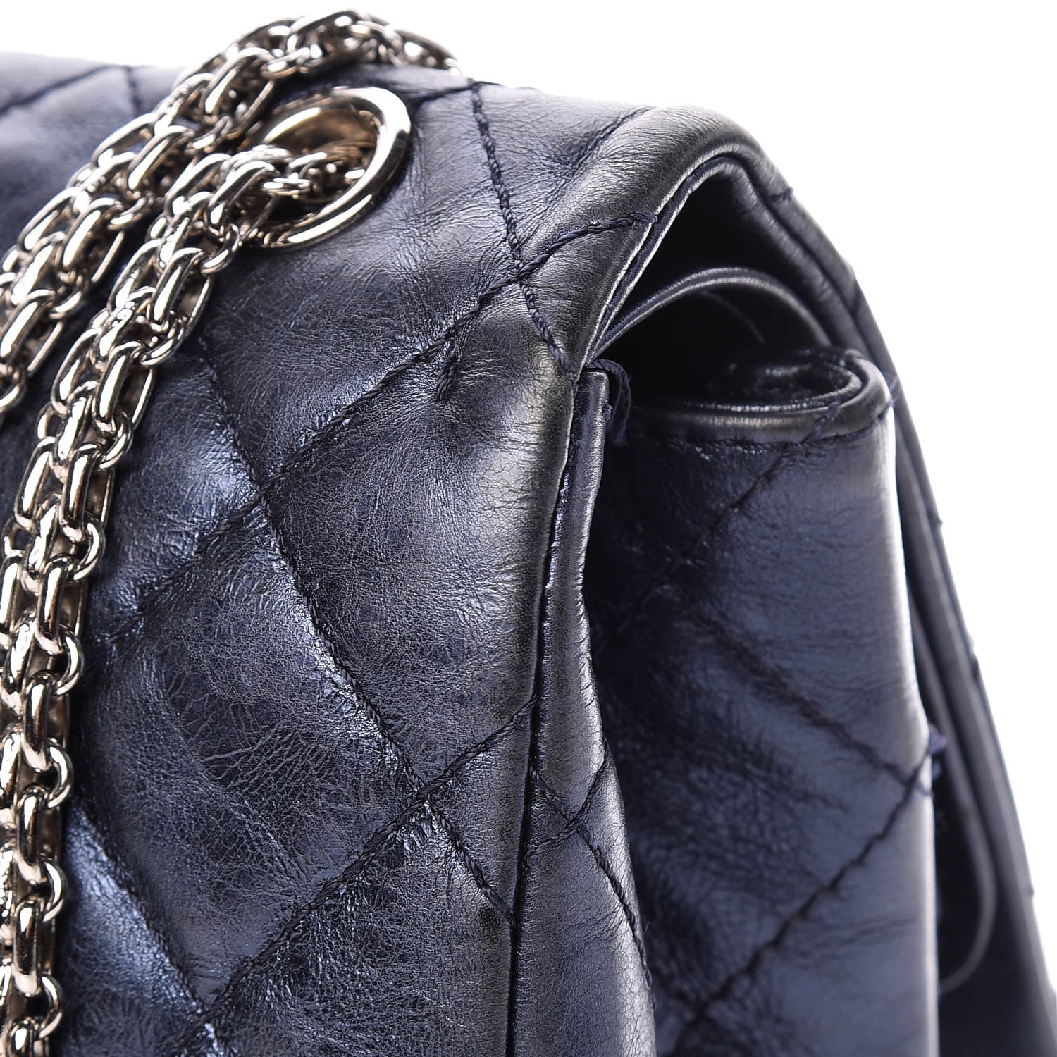 Chanel Metallic Calfskin Quilted 2.55 Reissue 227 Flap Dark Navy Blue 19 of 23