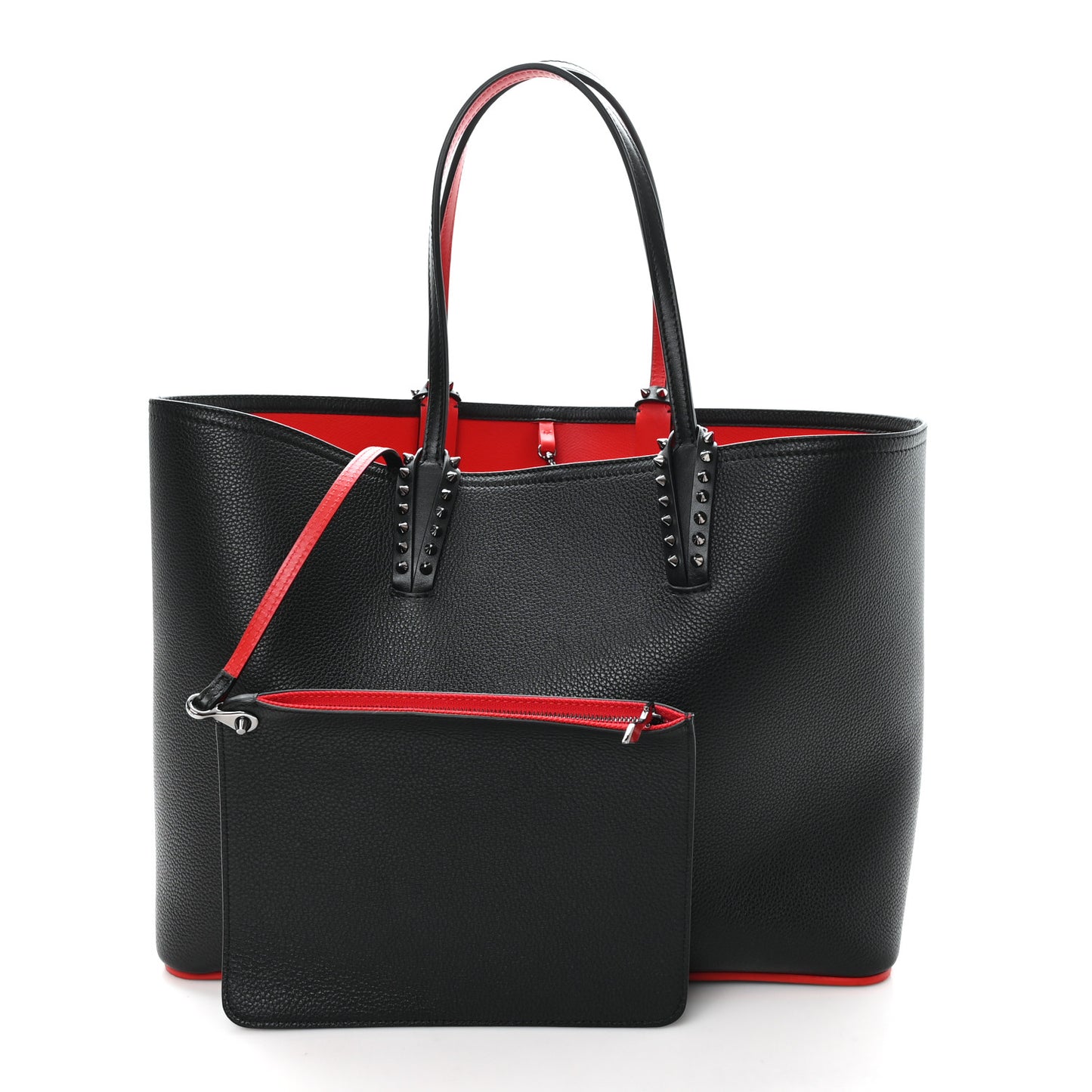 Calfskin Empire Spikes East West Cabata Tote Black