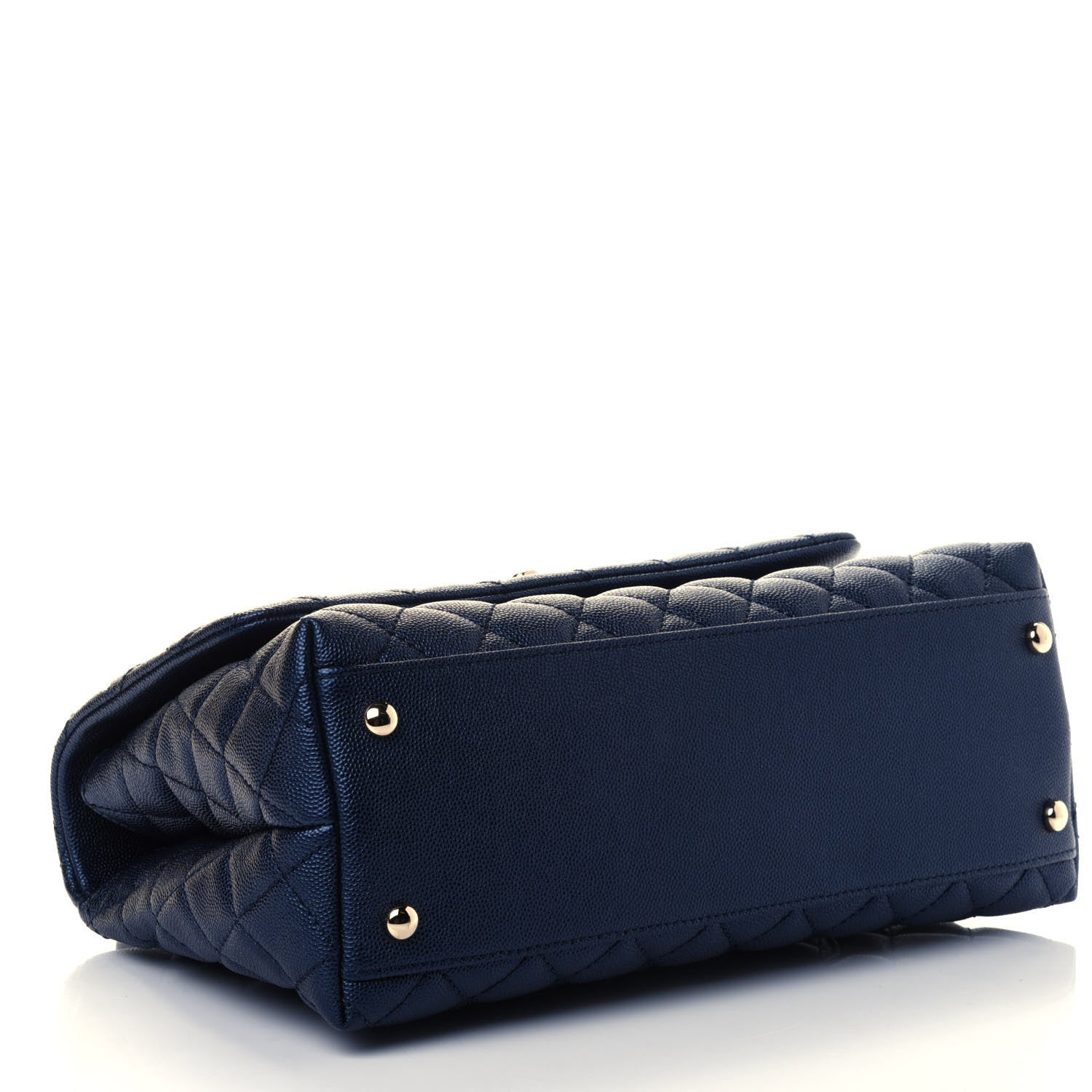 Chanel Iridescent Caviar Quilted Small Coco Handle Flap Dark Blue 3 of 4