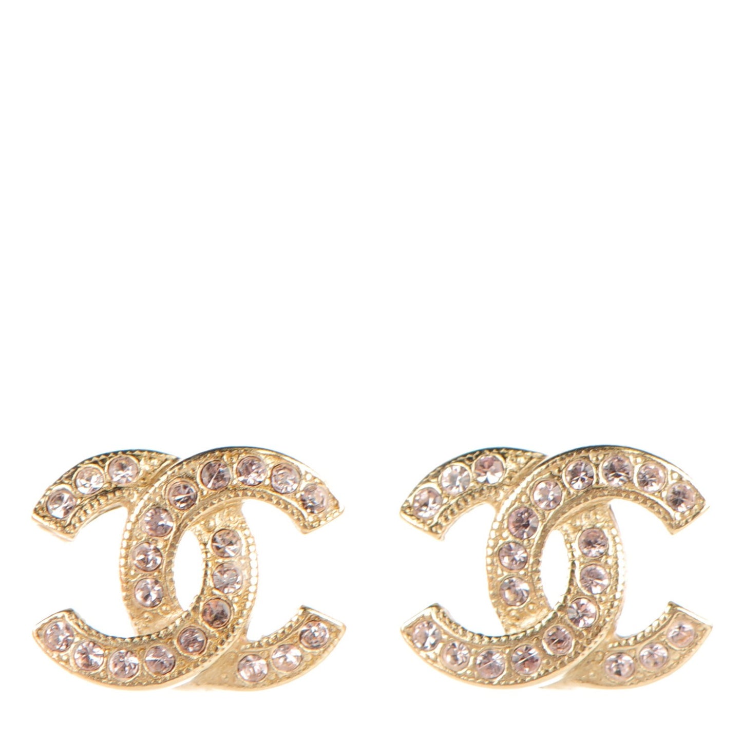 Crystal Twisted CC Earrings Light Gold Pale Pink