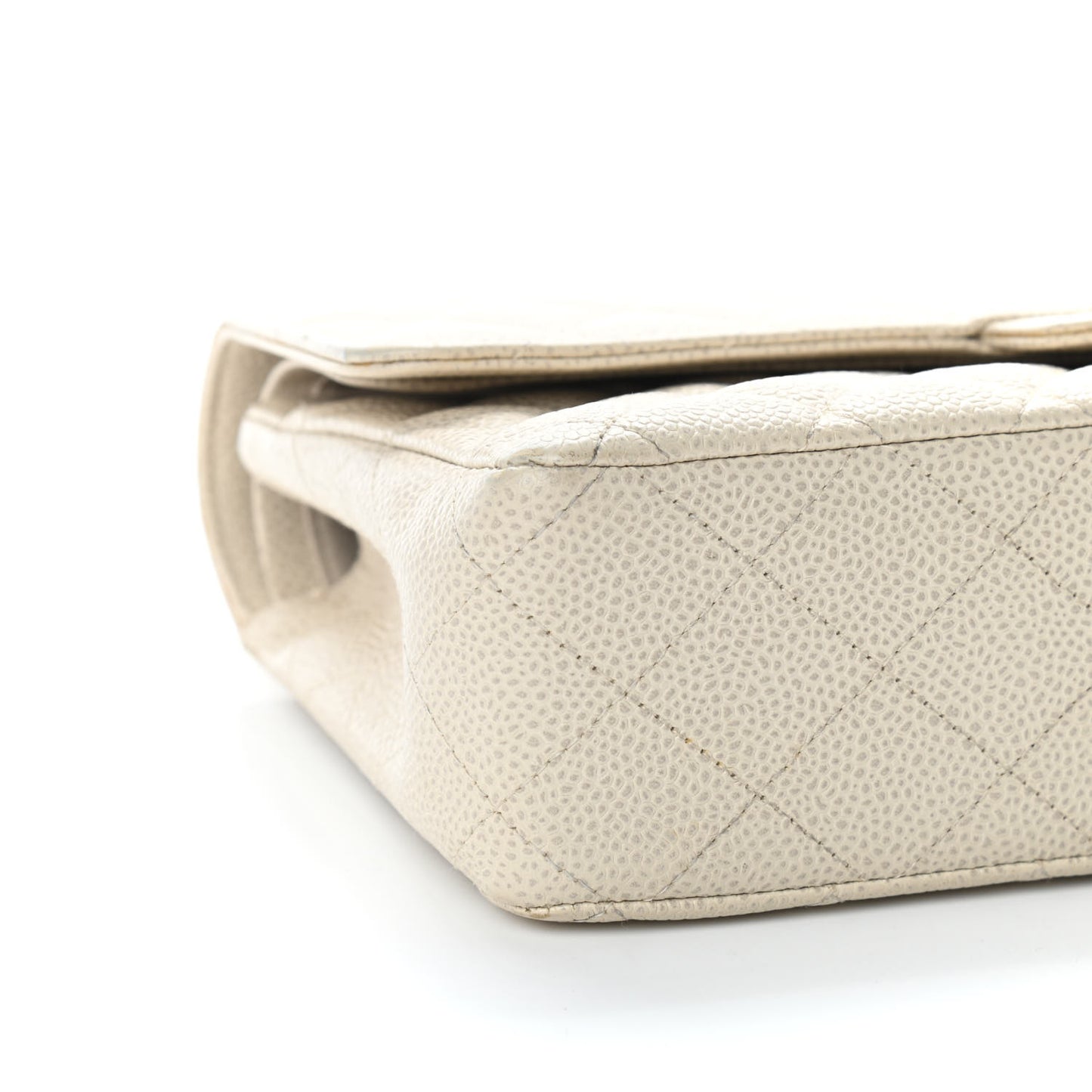 Caviar Quilted Medium Double Flap Light Beige