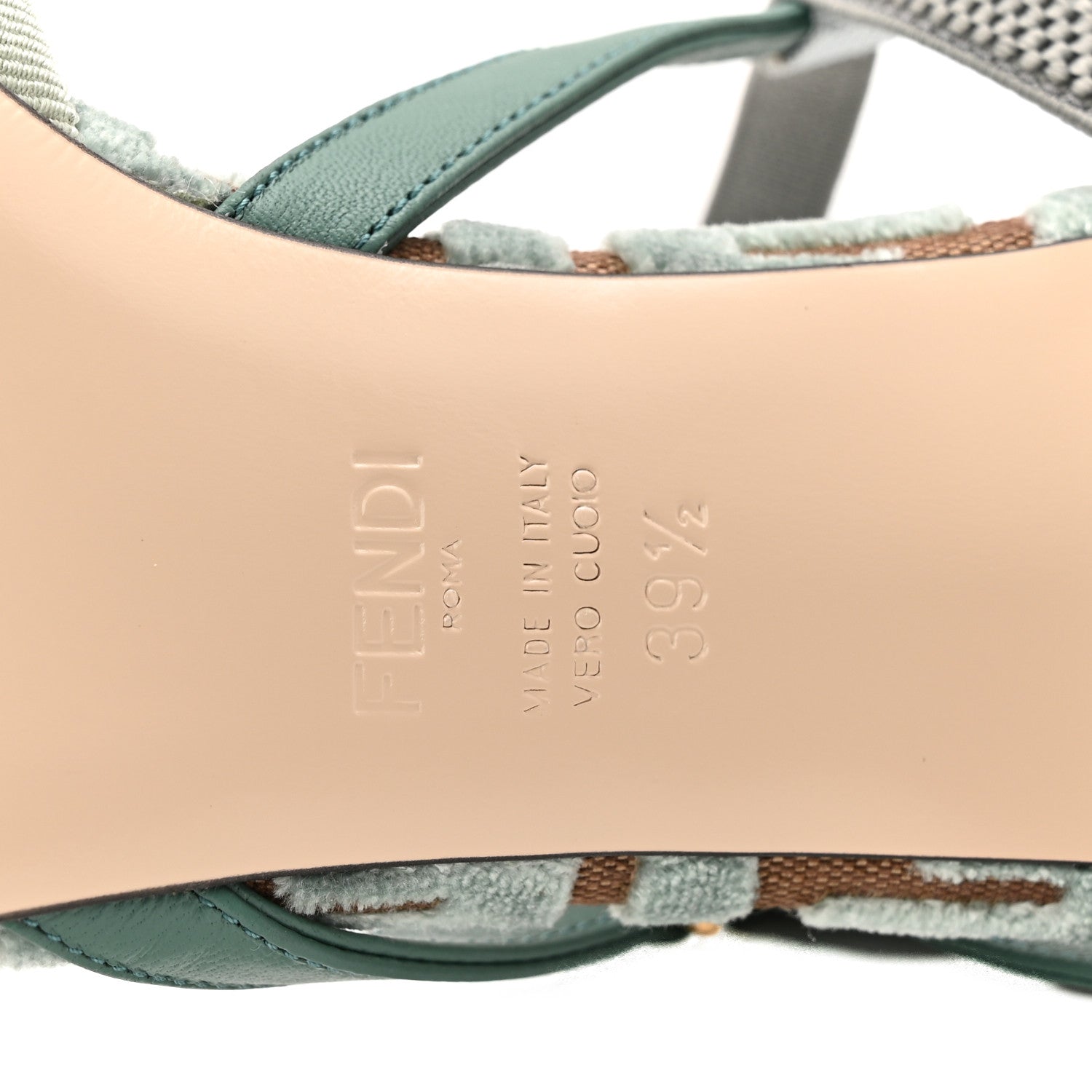 Fendi Vitello Grace Velluto FF Colibri 55mm Slingback Pumps 39.5 Menta Oil 39.5 Menta Oil Matcha 7 of 10