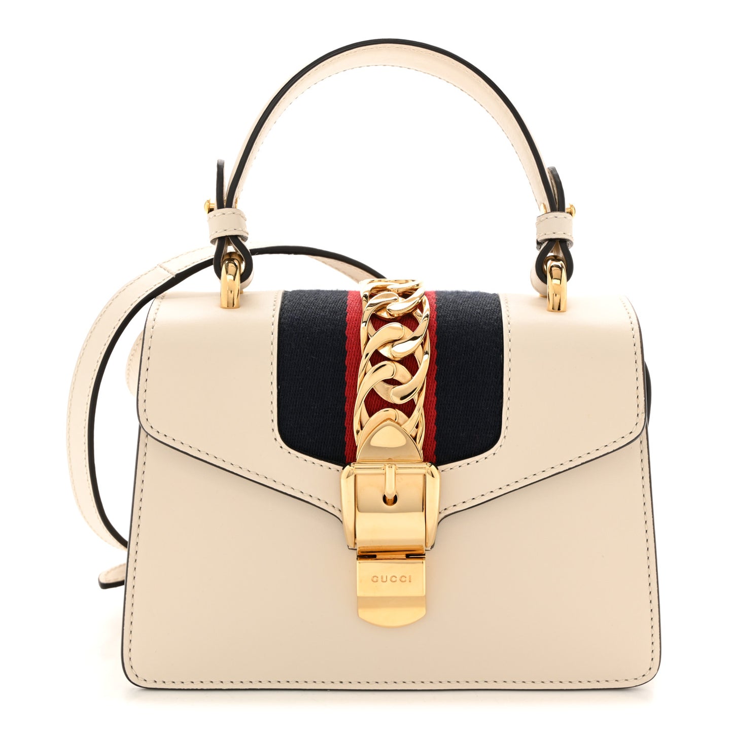 Calfskin Mini Sylvie Top Handle Bag White