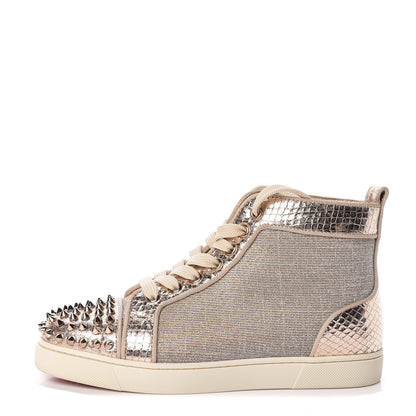 Christian Louboutin Lame Womens Lou Spikes Flat Sneakers 37.5 Gold 1 of 9