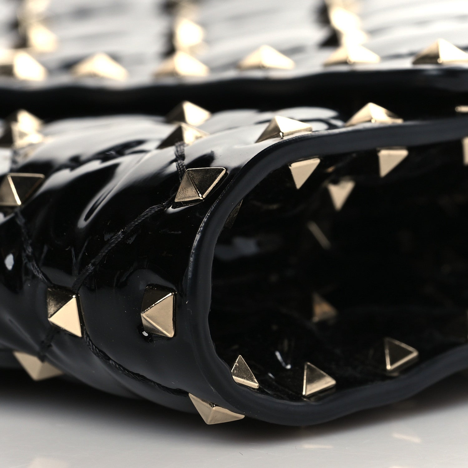 Valentino Garavani Patent Rockstud Spike Wallet on Chain Black 9 of 9