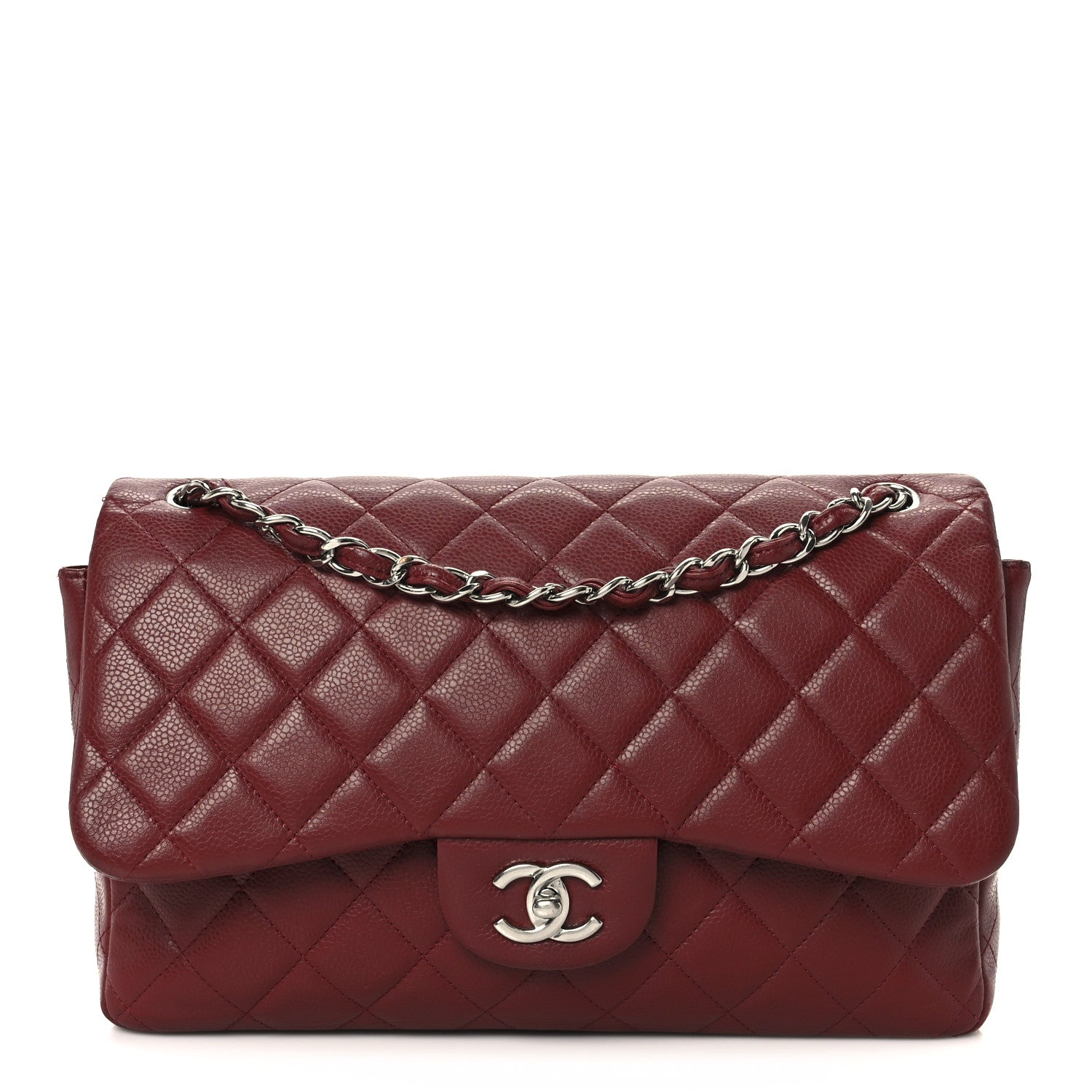 Chanel Caviar Quilted Jumbo Double Flap Dark Red 1 of 11