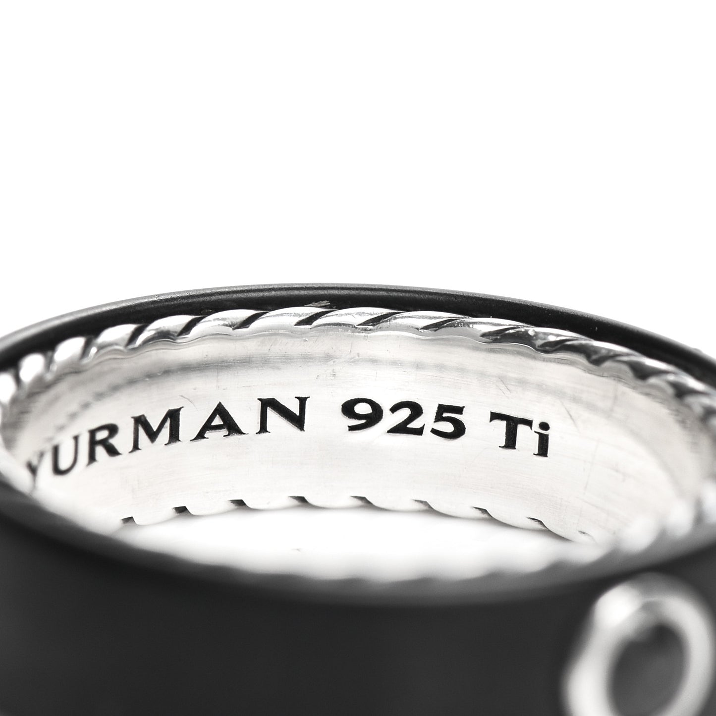 Titanium Sterling Silver Black Diamond 6mm Streamline Band Ring 60 9