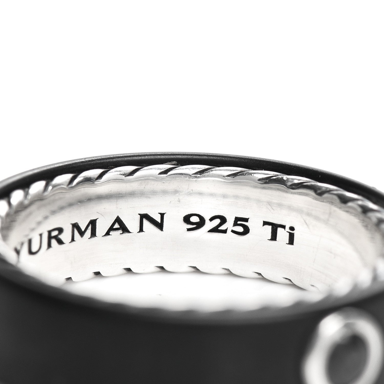 David Yurman Titanium Sterling Silver Black Diamond 6mm Streamline Band Ring 60 9 4 of 5