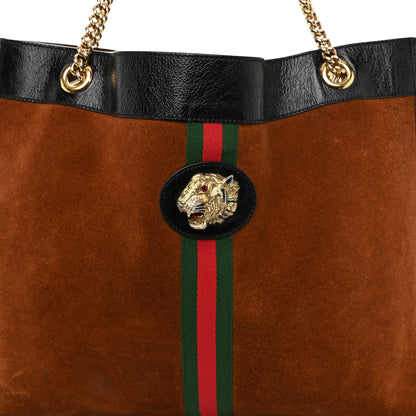 Gucci Suede Patent Large Rajah Chain Tote Nocciola Black 7 of 11