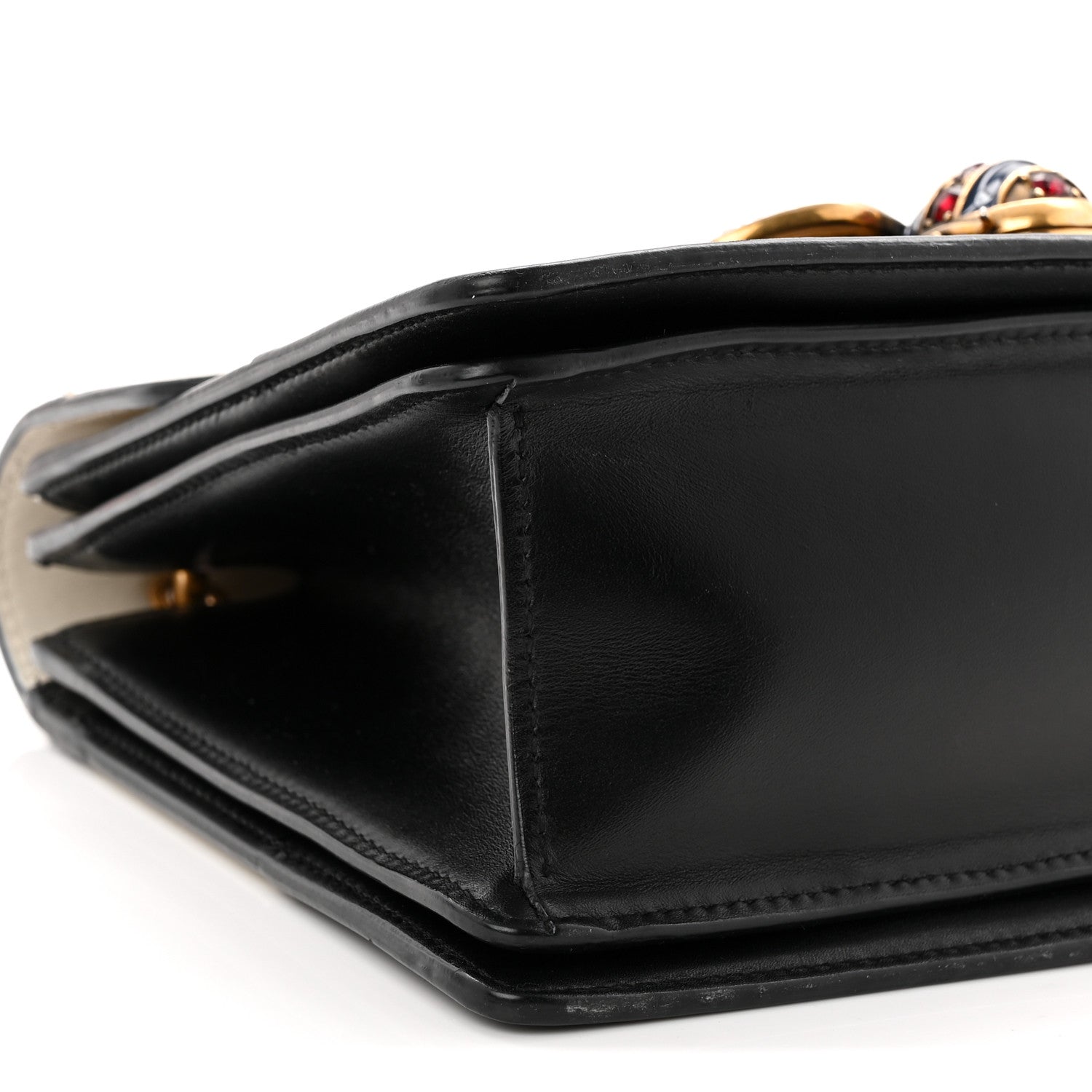 Gucci Calfskin Sylvie Web Small Queen Margaret Top Handle Bag Black White 9 of 10