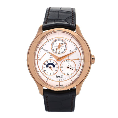 Piaget 18K Rose Gold Alligator 43mm Gouverneur Perpetual Calendar Automatic Watch 1 of 5