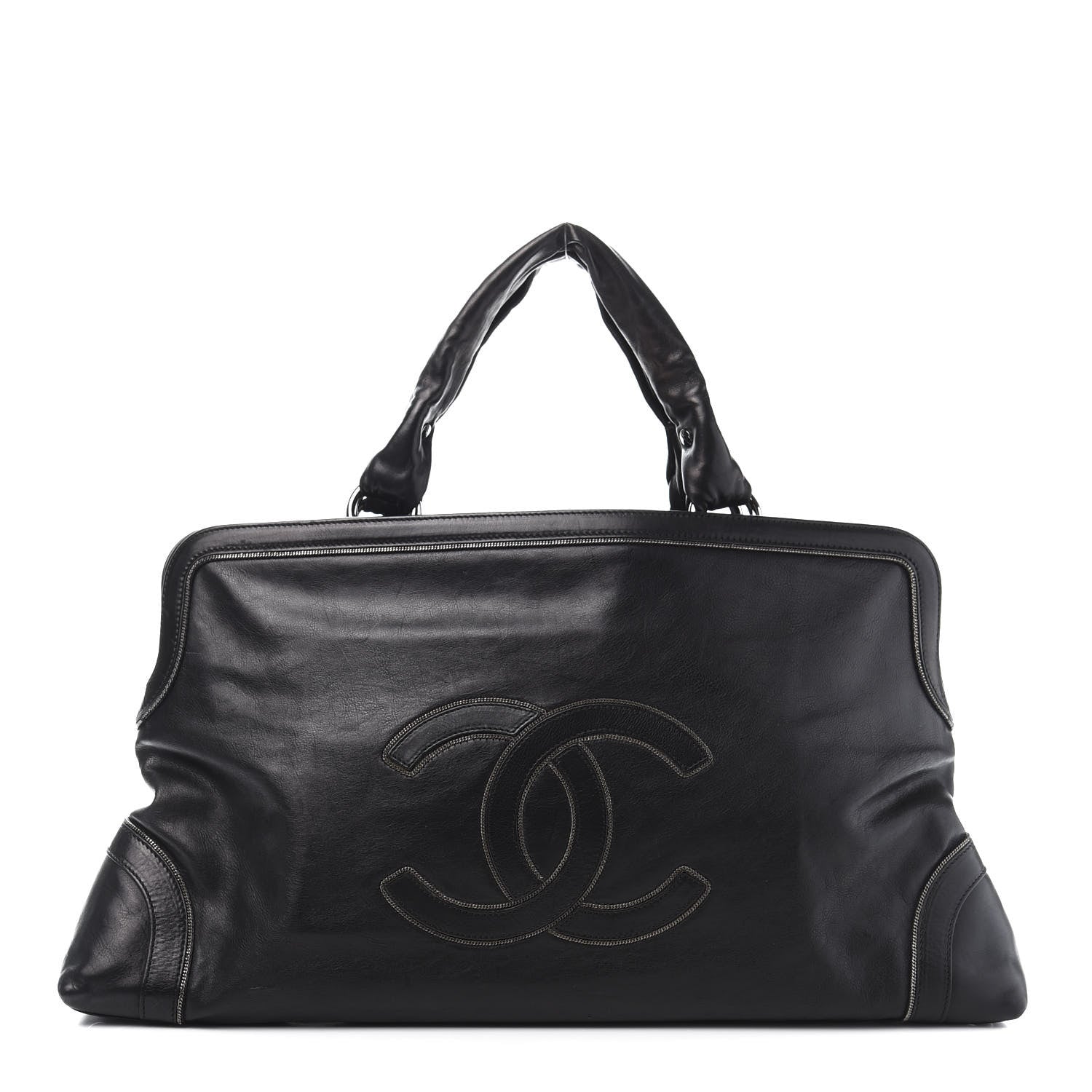 Chanel Lambskin East West Soho Shopper Black 1 of 15