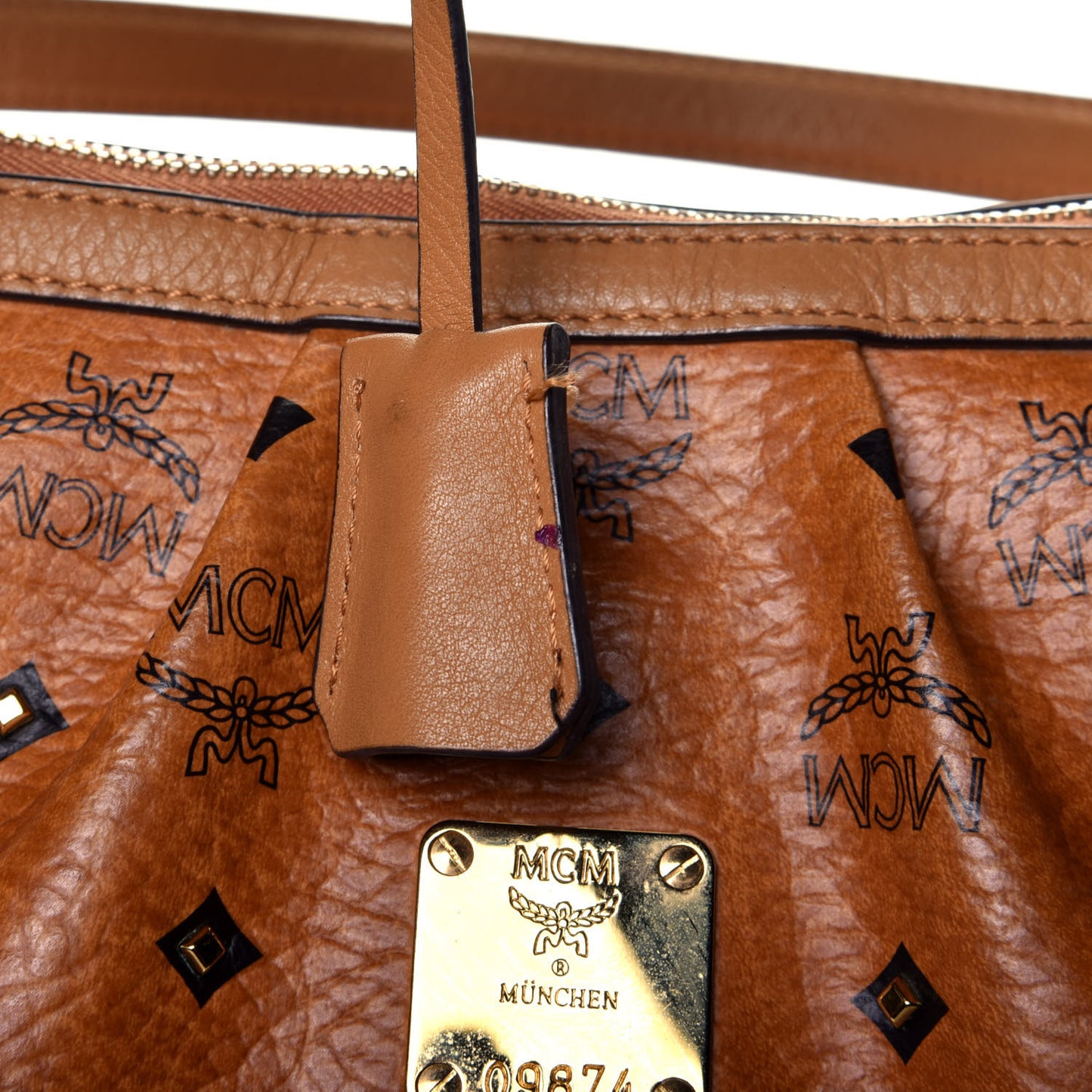 Visetos Studded Medium Essentials Shopper Tote Cognac