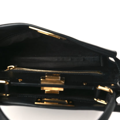 Fendi Vitello Seta Shiny Nappa Medium Peekaboo Iconic Satchel Black 5 of 10