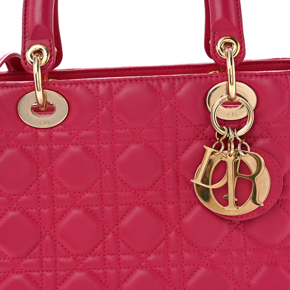 Lambskin Cannage Medium Lady Dior Fuchsia