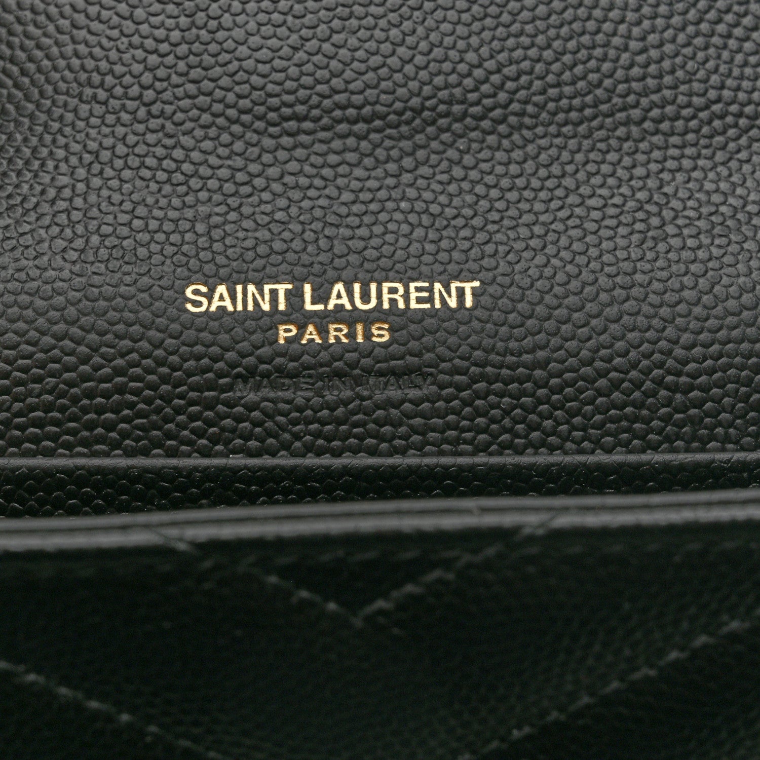 Saint Laurent Grain De Poudre Matelasse Chevron Small Monogram Envelope Wallet Black 6 of 7