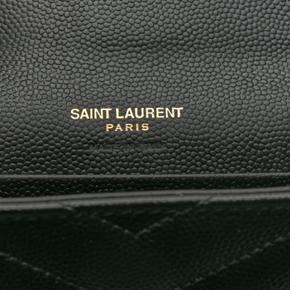 Saint Laurent Grain De Poudre Matelasse Chevron Small Monogram Envelope Wallet Black 6 of 7