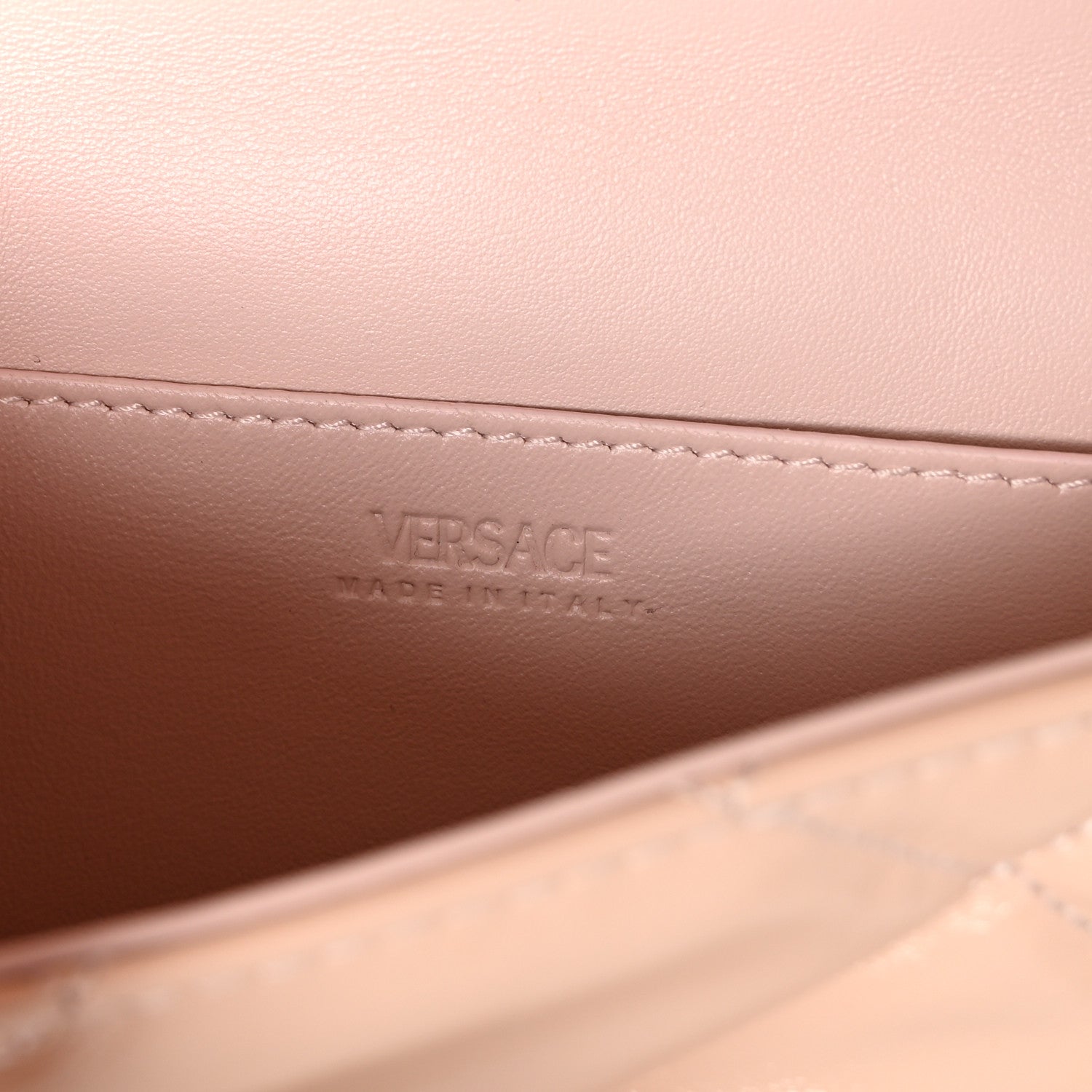 Versace Patent Quilted Greca Goddess Shoulder Bag Light Pink 6 of 10
