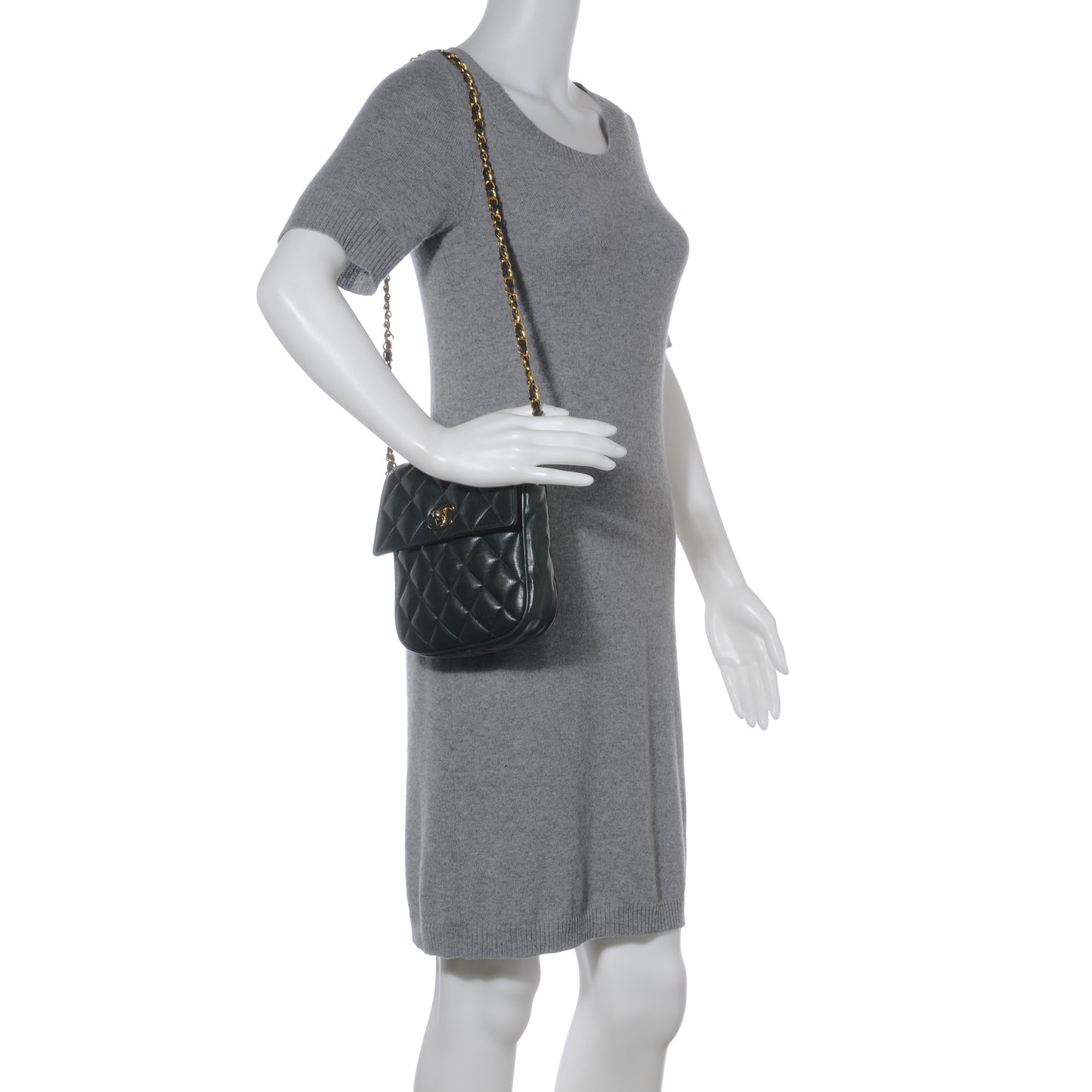 Lambskin Quilted Mini Flap Dark Green