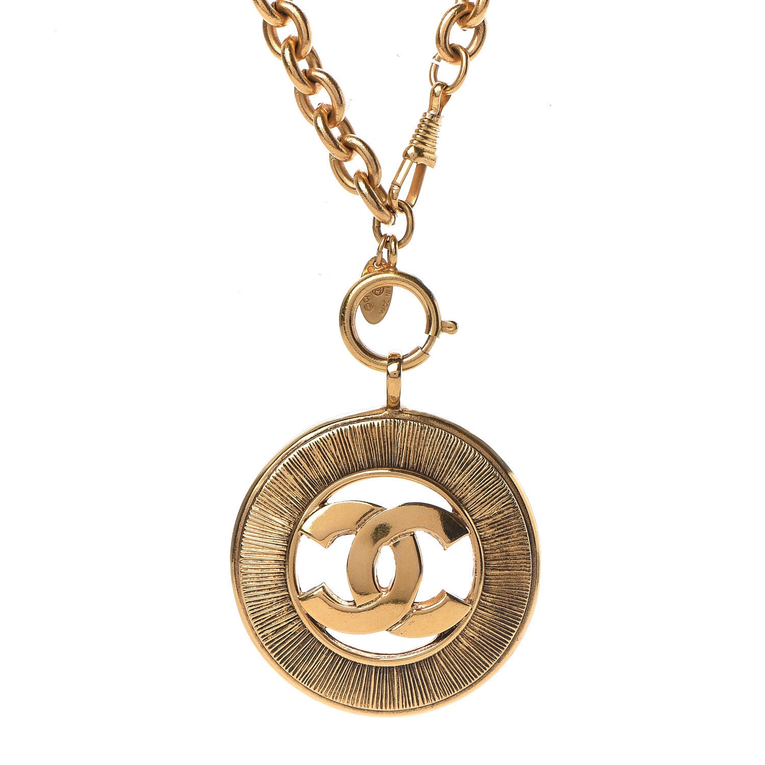 Chanel CC Sunburst Chain Pendant Necklace Gold 5 of 5