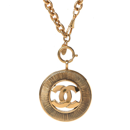 Chanel CC Sunburst Chain Pendant Necklace Gold 5 of 5