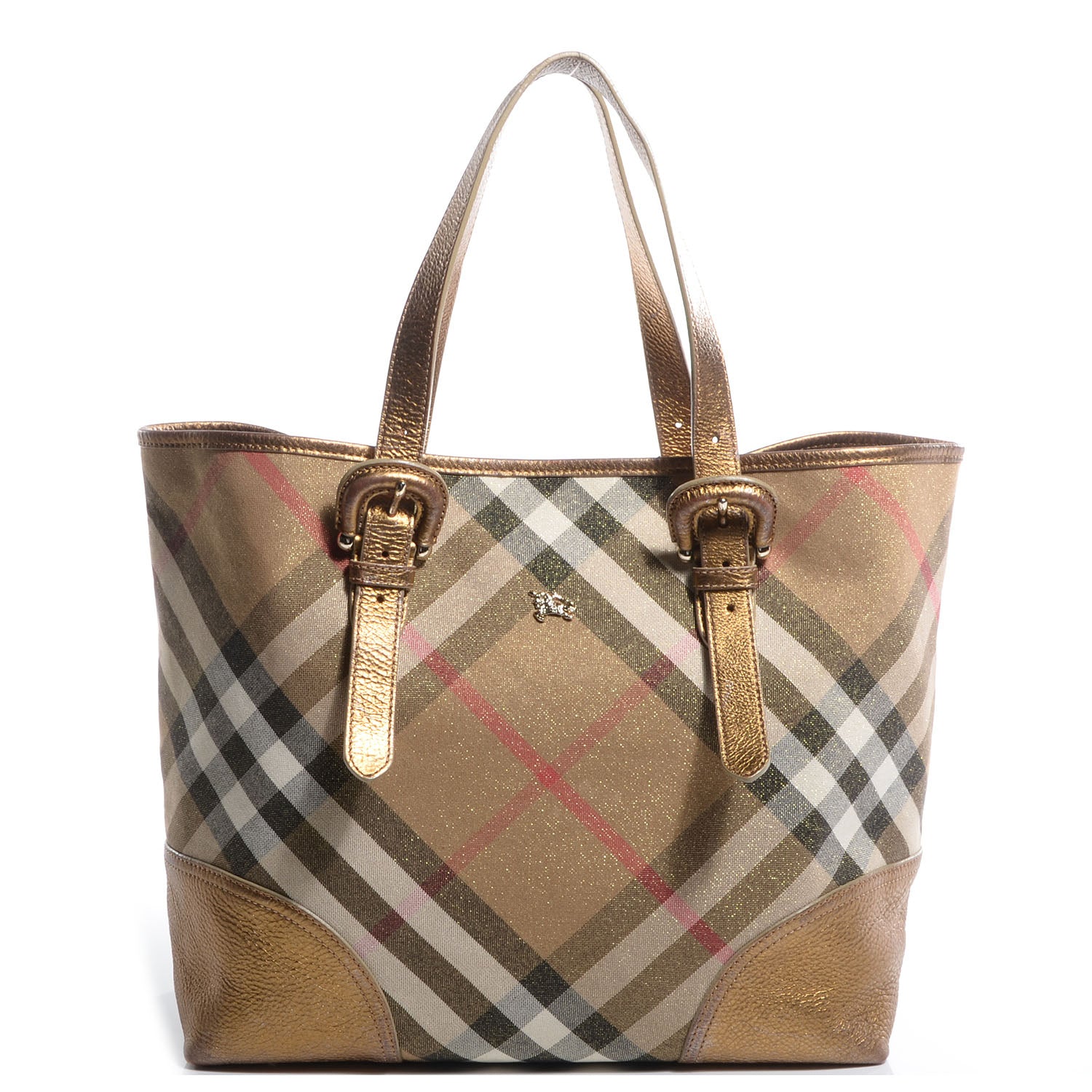 Burberry Shimmer Check Byron Tote Gold 1 of 10