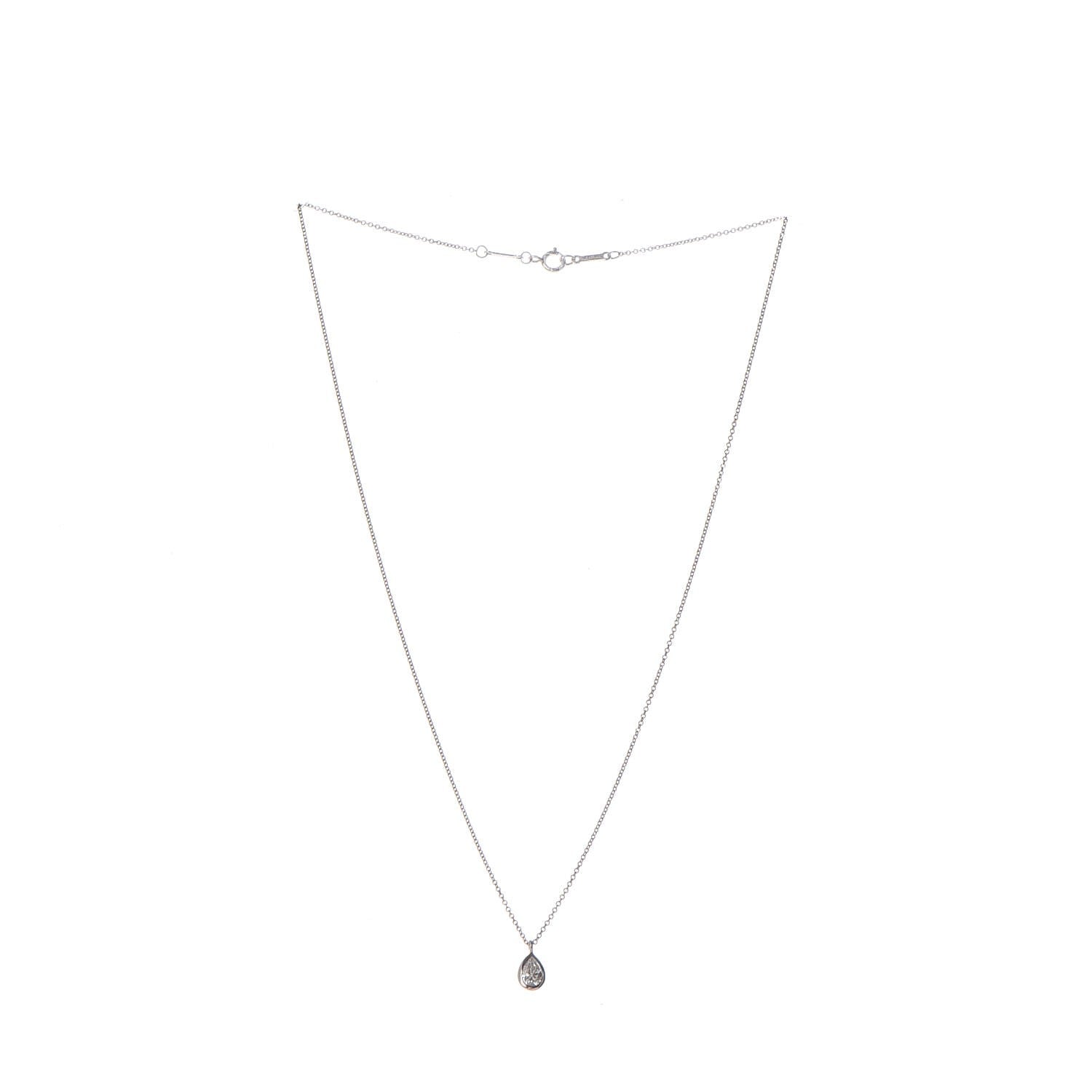 Tiffany Platinum Diamond .40ct Elsa Peretti Diamonds By The Yard Pear Shape Necklace 3 of 8