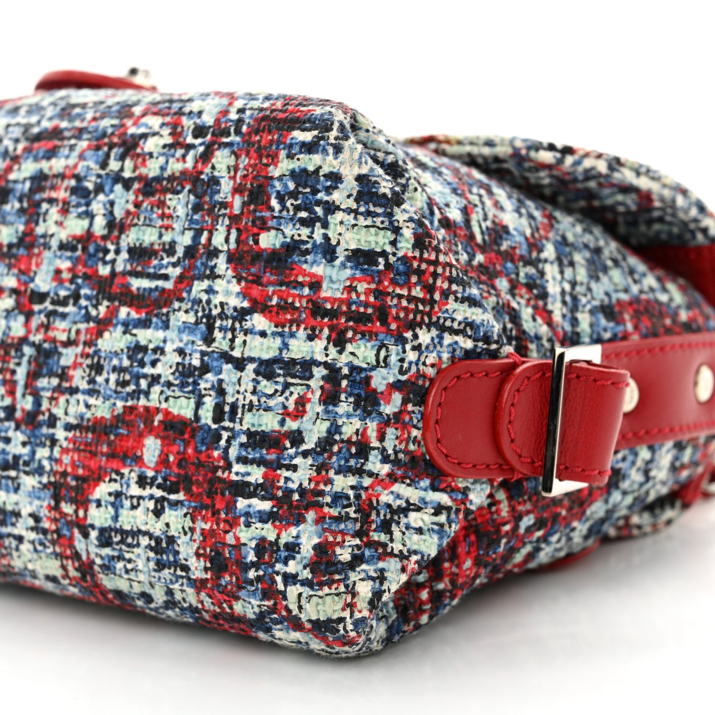 Tweed Lambskin Flap Blue Red