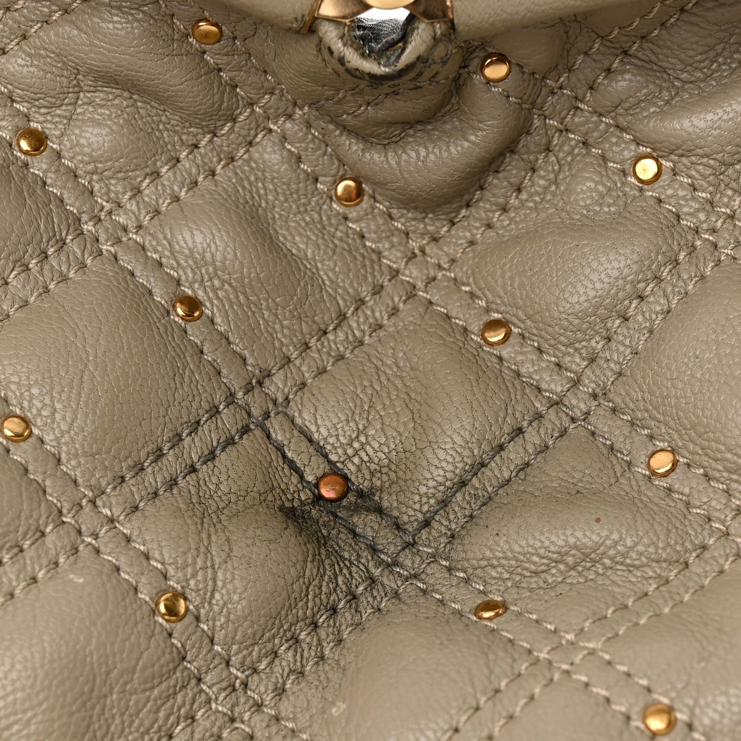 Calfskin Quilted Studded Stam Grey