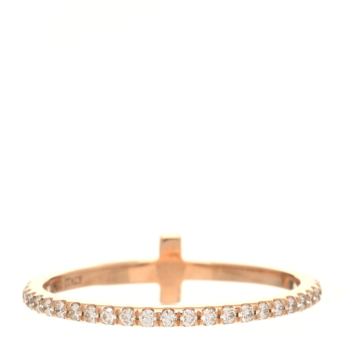 18K Rose Gold Diamond T Wire Band Ring 49 5