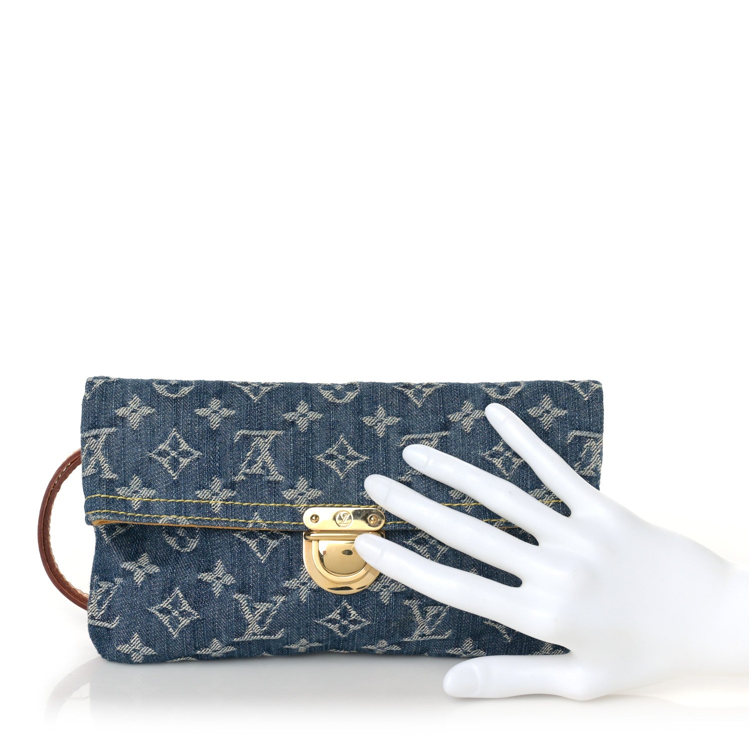 Louis Vuitton Monogram Denim Pochette Plat Clutch Blue 2 of 8