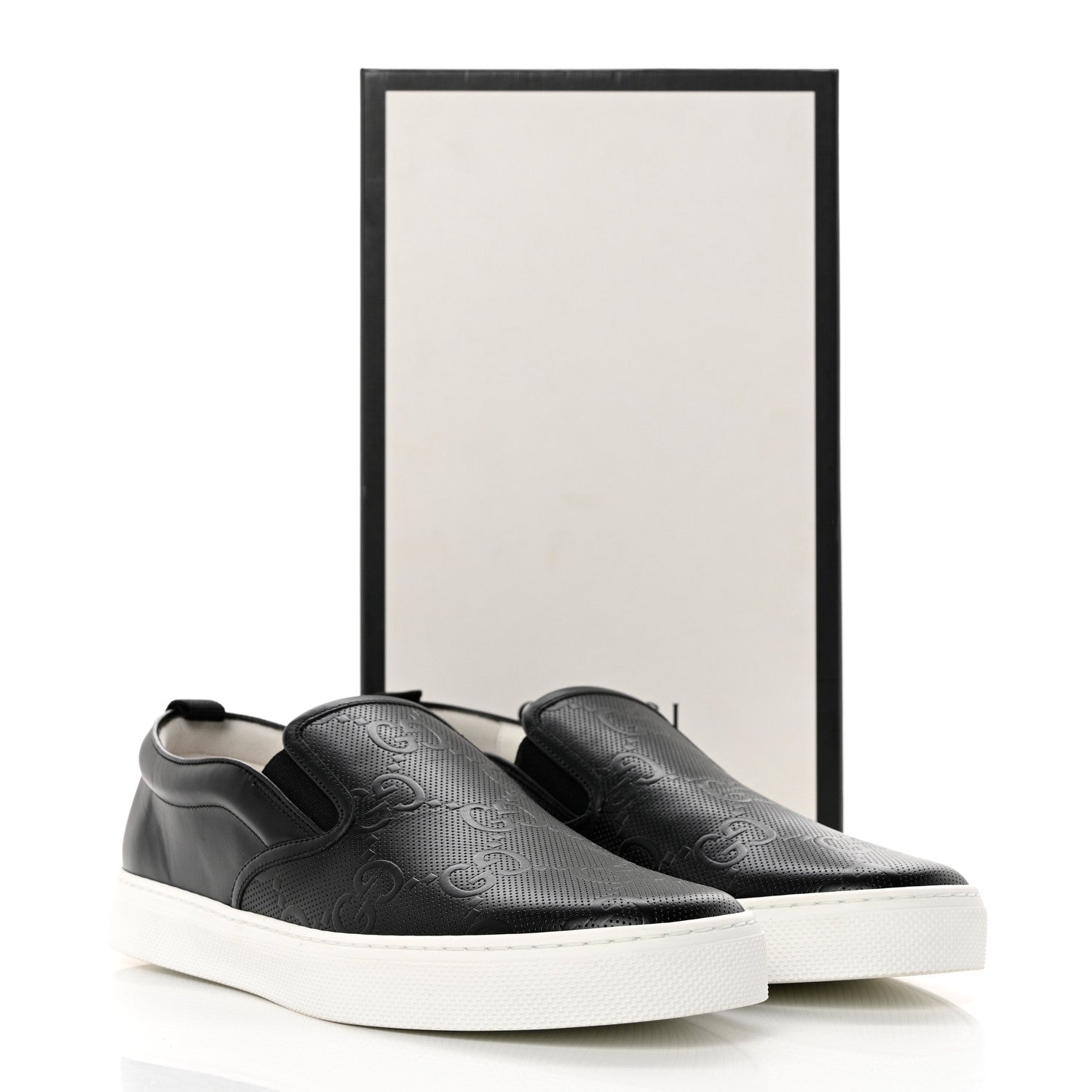 Gucci Calfskin GG Monogram Embossed Perforated Mens Dublin Slip On Sneakers 11 Black 9 of 9
