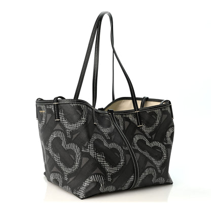 Burberry E-Canvas Calfskin Monogram TB Beach Tote  Graphite 4 of 11