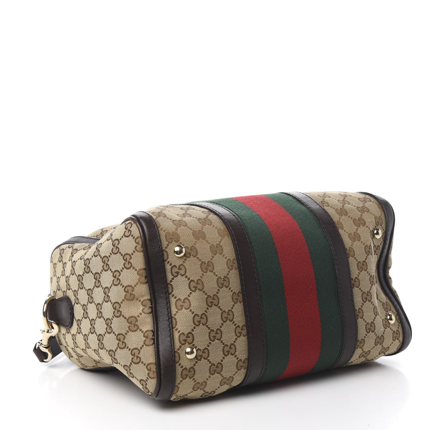 Gucci Monogram Vintage Web Medium Boston Dark Brown 3 of 10