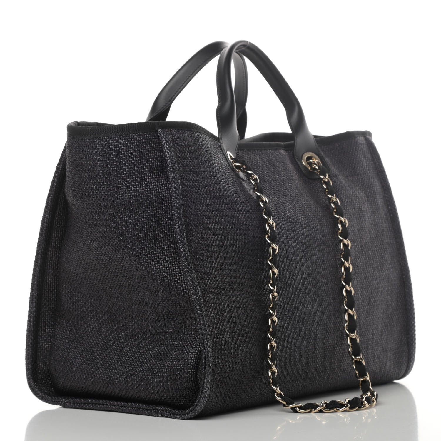 Chanel Woven Straw Raffia Medium Deauville Tote Black 2 of 4