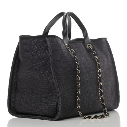 Chanel Woven Straw Raffia Medium Deauville Tote Black 2 of 4
