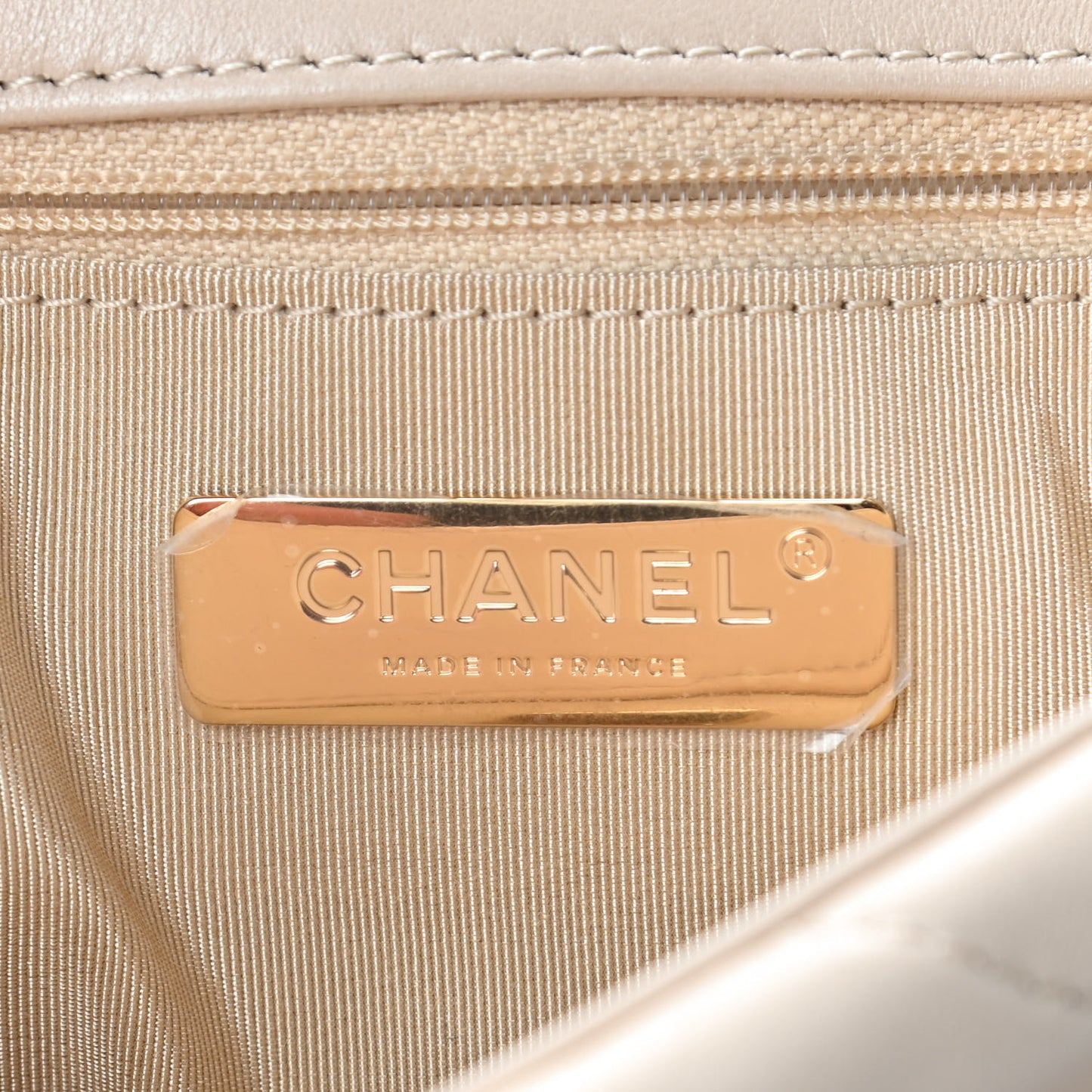 Lambskin Quilted Medium Chanel 19 Flap Beige
