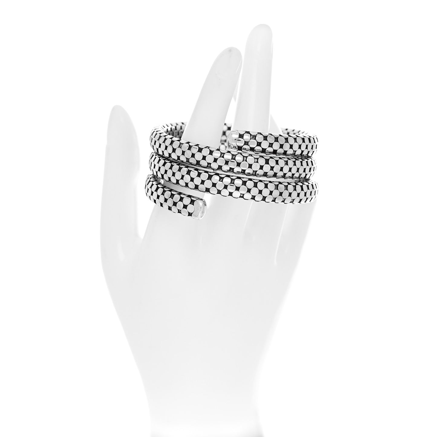 Sterling Silver Dot Triple Coil Bracelet