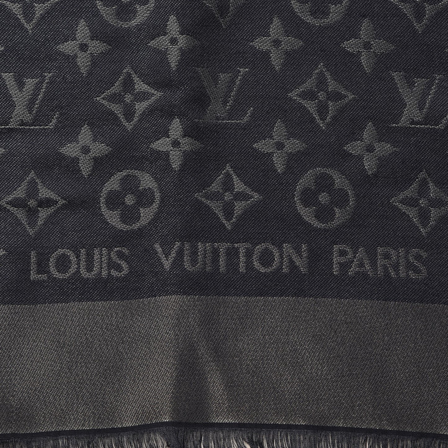 Silk Metal Wool Monogram Shawl Blue