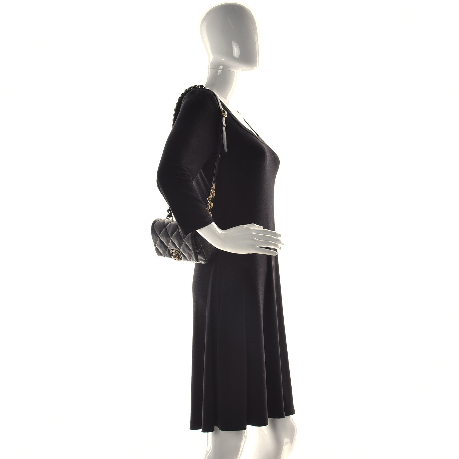 Chanel Goatskin Quilted Chanel 19 Waist Bag Black 2 of 12