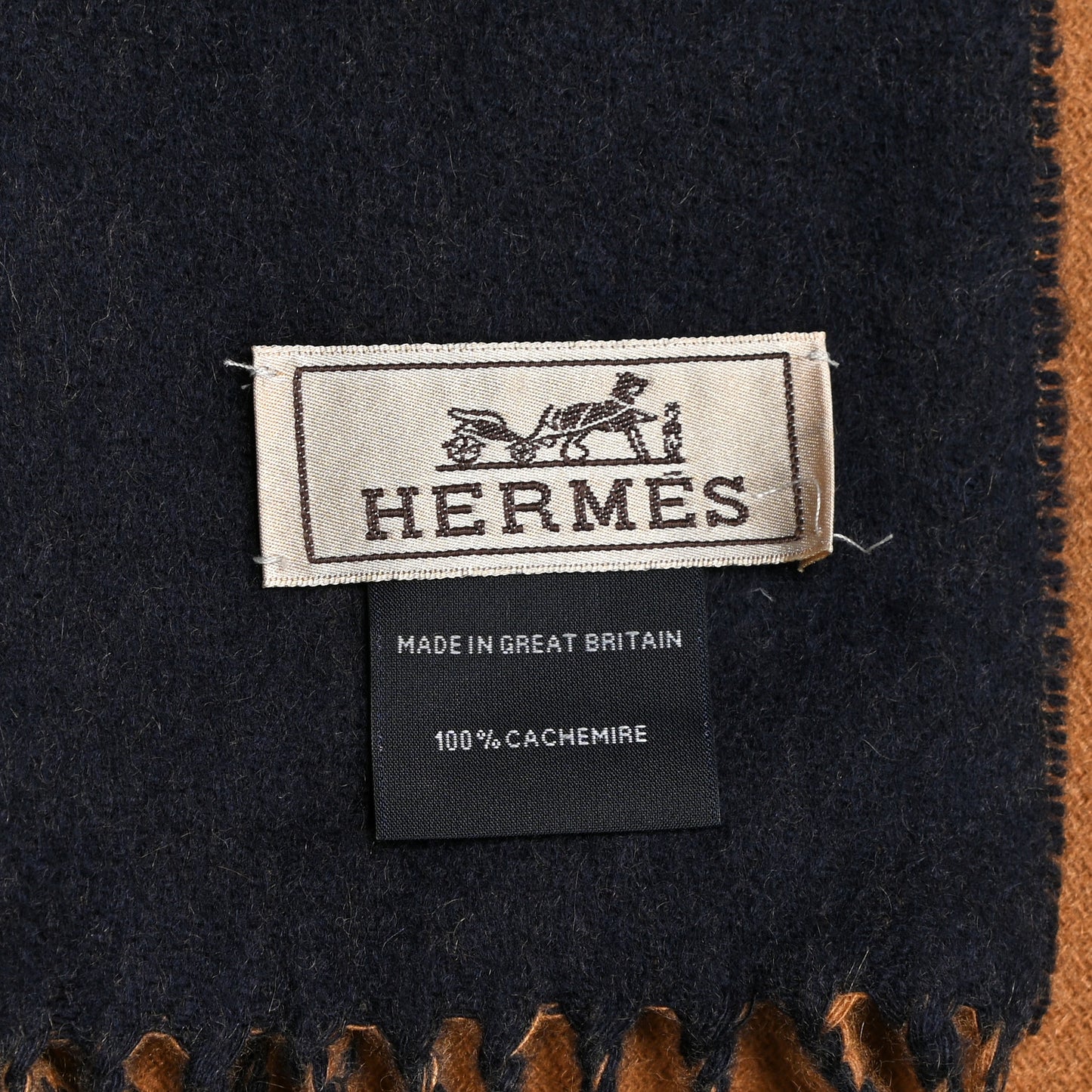 Cashmere Fringe Double Face Scarf Marine Bronze