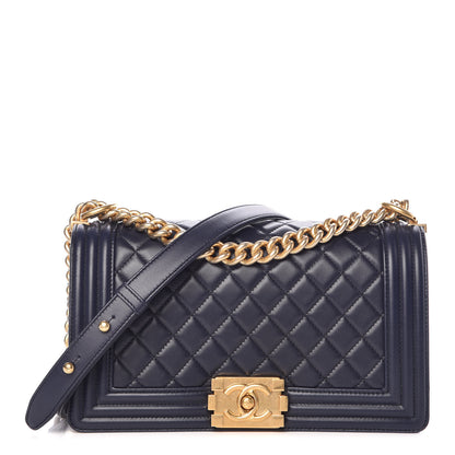 Chanel Lambskin Quilted Medium Boy Flap Dark Navy 1 of 10